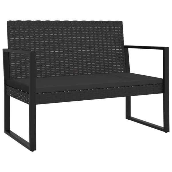 Loungegrupp för trädgården med dynor 4 delar svart konstrotting