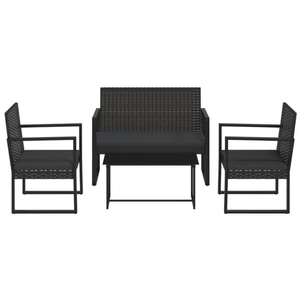 Loungegrupp för trädgården med dynor 4 delar svart konstrotting