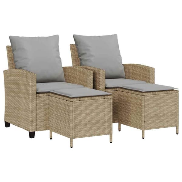 Soffgrupp för trädgård med dynor 4 delar beige konstrotting