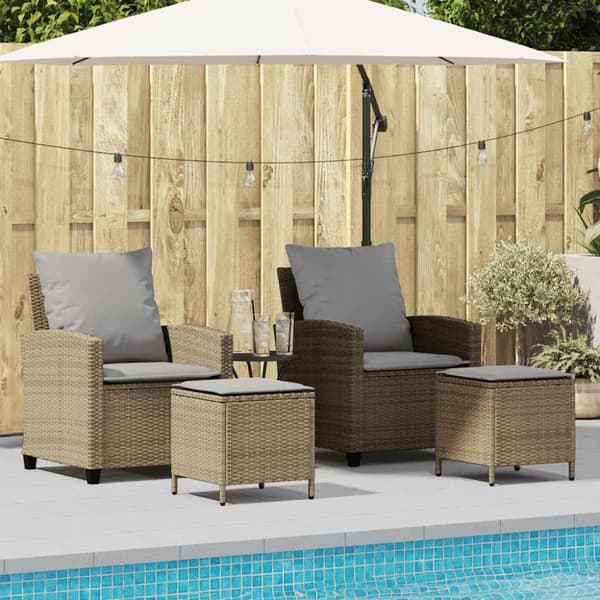 Soffgrupp för trädgård med dynor 4 delar beige konstrotting