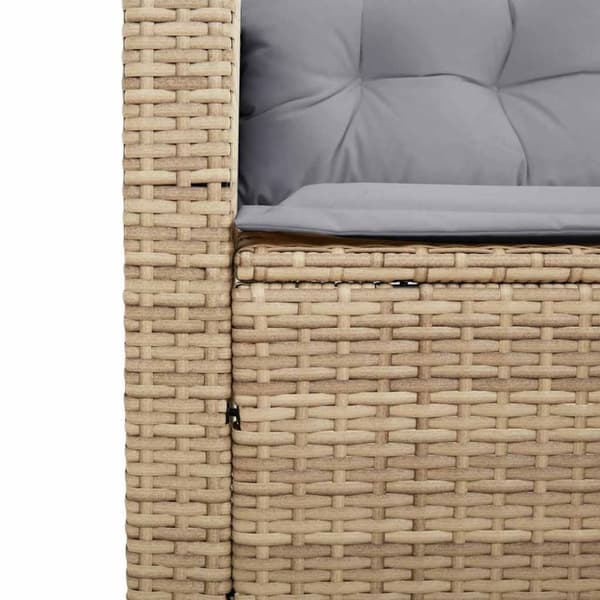 Trädgårdssoffa med bord och kuddar L-formad beige konstrotting