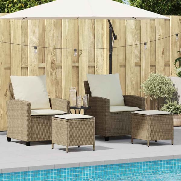 Soffgrupp för trädgård med dynor 4 delar beige konstrotting