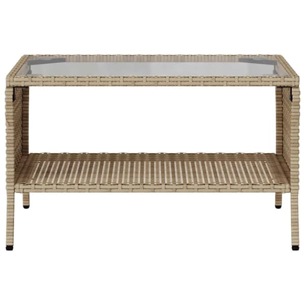 Trädgårdssoffa 2-sits med dynor och bord beige konstrotting