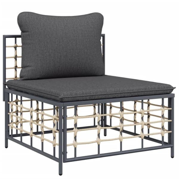 Loungegrupp 3 delar med dynor antracit konstrotting