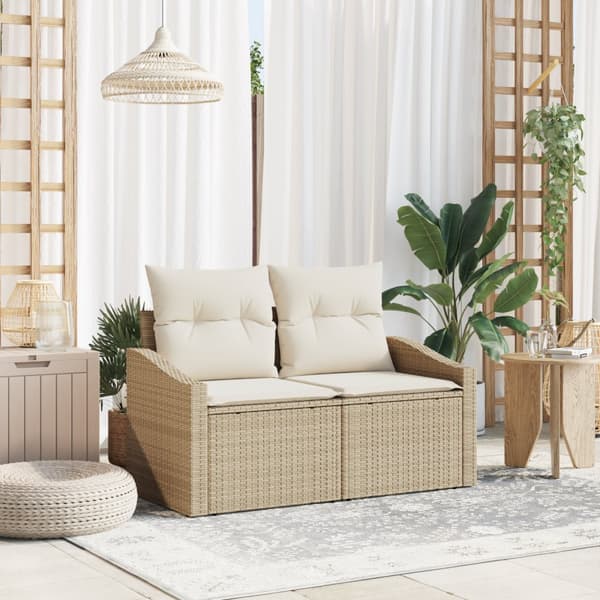 2-sits trädgårdsoffa med förvaring och kuddar Beige Polyrotting