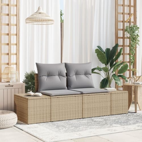 2-sits trädgårdsoffa med kuddar Beige Poly Rattan