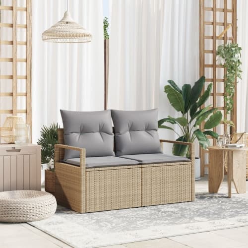 2-sits trädgårdsoffa med kuddar Beige Poly Rattan
