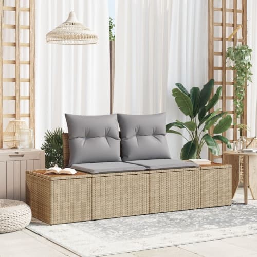 2-sits trädgårdsoffa med kuddar Beige Poly Rattan