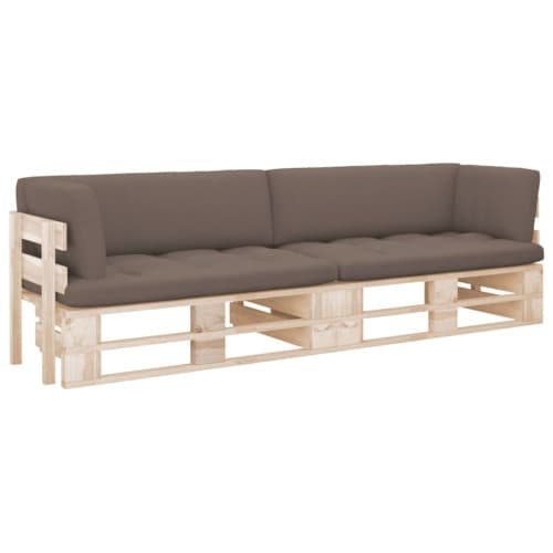 Pallsoffa 2-sits med dynor impregnerad furu