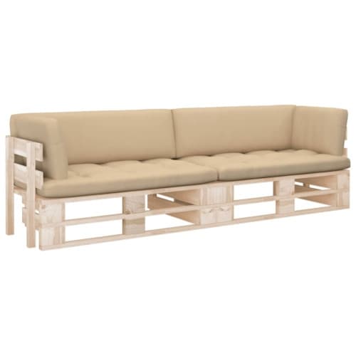 Pallsoffa 2-sits med dynor impregnerad furu