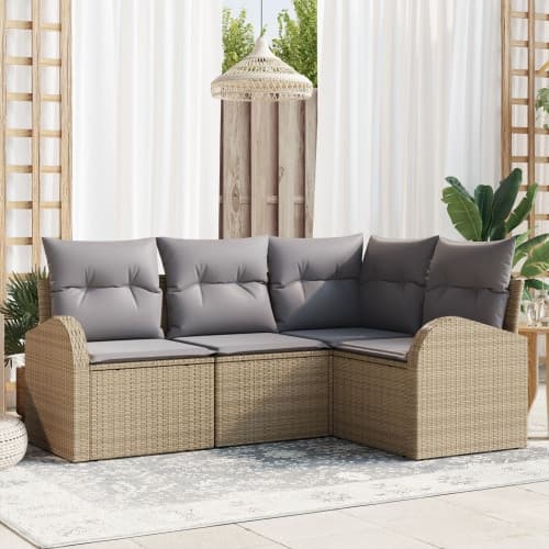 4-delat Trädgårdsoffas med Kuddar Beige Poly Rotting