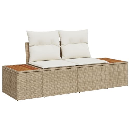 9-delat trädgårdssoffset med kuddar beige poly rattan