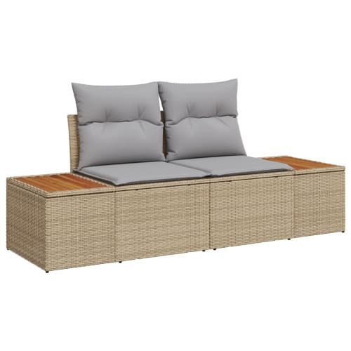 8-delad trädgårdsoffagruppe med kuddar, beige polyrotting