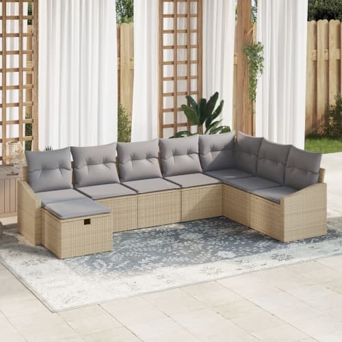 8-delat Trädgårdsoffaset med kuddar Beige Poly Rotting