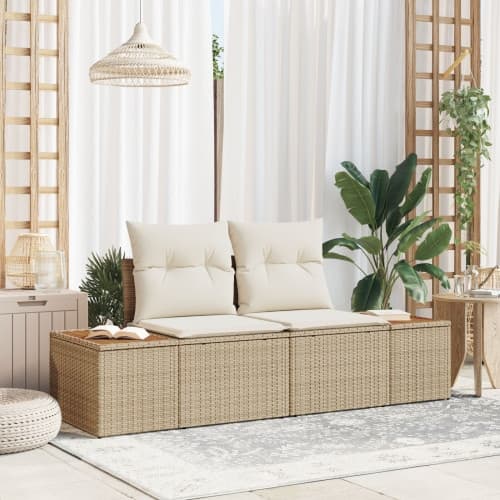 2-sits trädgårdsoffa med kuddar Beige Poly Rattan