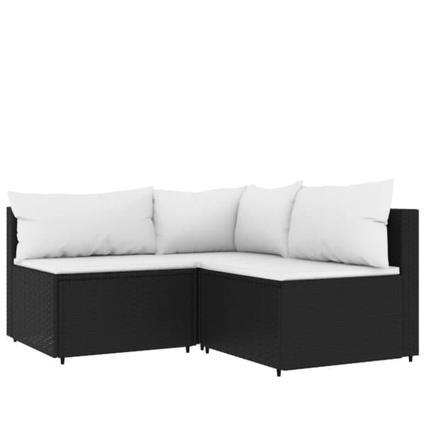 Loungegrupp för trädgården med dynor 4 delar svart konstrotting
