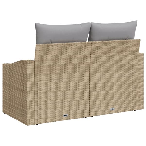 2-Sits Gårdssoffa med Förvaring & Kuddar Beige Poly Rattan