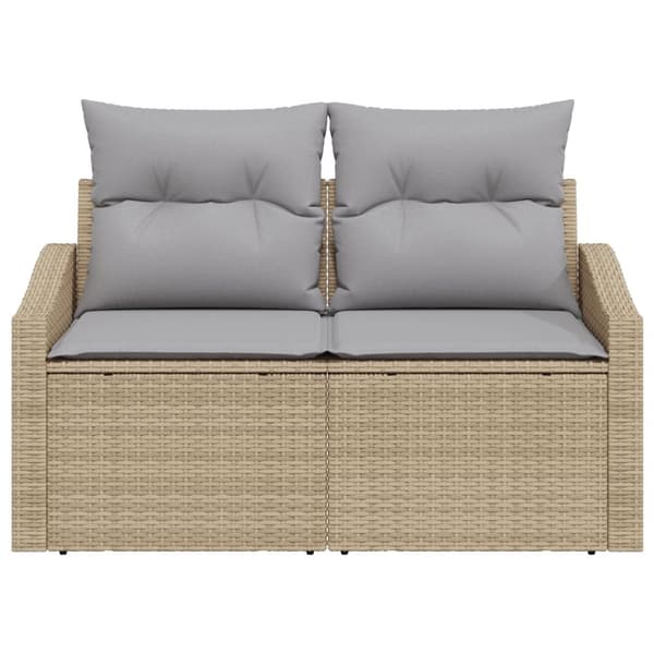 2-Sits Gårdssoffa med Förvaring & Kuddar Beige Poly Rattan