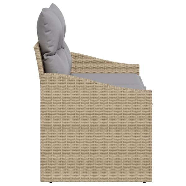 2-Sits Gårdssoffa med Förvaring & Kuddar Beige Poly Rattan