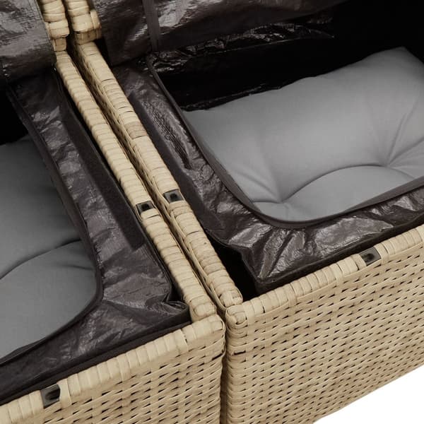 2-Sits Gårdssoffa med Förvaring & Kuddar Beige Poly Rattan