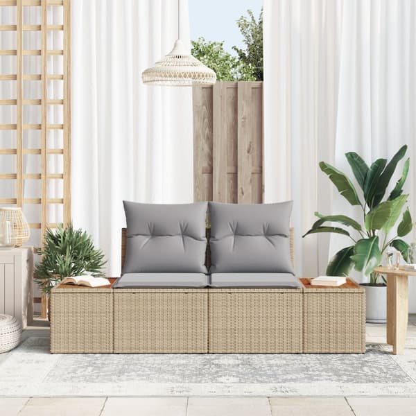 2-sits trädgårdsoffa med kuddar Beige Poly Rattan