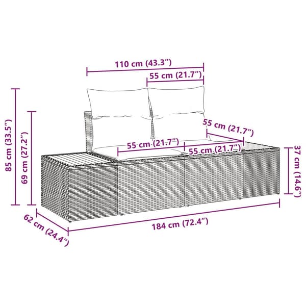2-sits trädgårdsoffa med kuddar Beige Poly Rattan