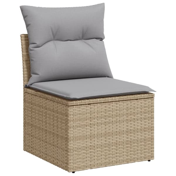 Trädgårdssoffset Set om 5 Beige, Grå Rotting, Polyester