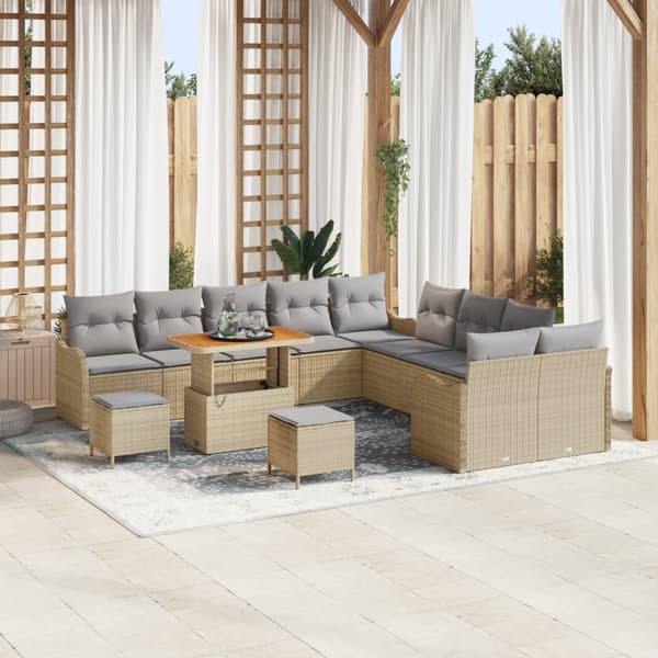 13 Delars Trädgårdsoffas med kuddar Beige Poly Rattan Akacia