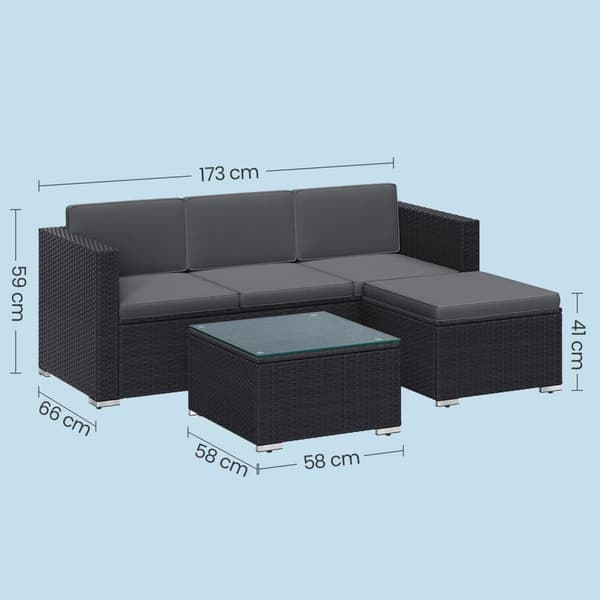 Trädgårdsmöbelset, SONGMICS GGF005B04, 60x173x66 cm, Svart-Grå