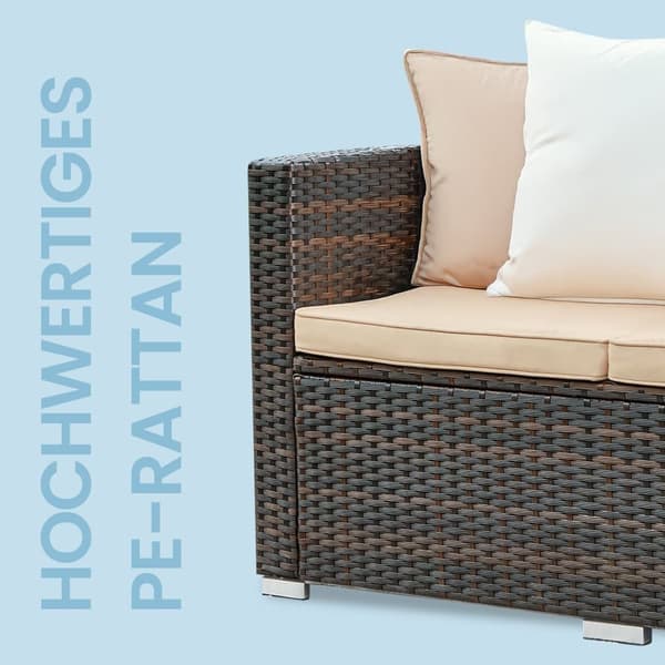 Havemøbelssæt, PE Rattan Terrassemøbler, 60x173x66 cm, 58x58x34 cm, 58x58x34 cm, Brun