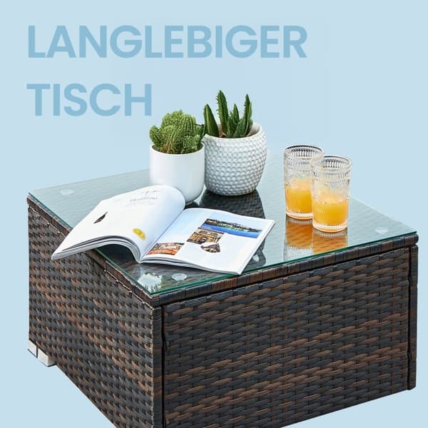 Havemøbelssæt, PE Rattan Terrassemøbler, 60x173x66 cm, 58x58x34 cm, 58x58x34 cm, Brun