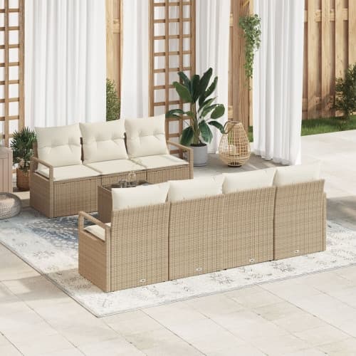 8-delat trädgårdssofa-set med kuddar Beige Polyroting