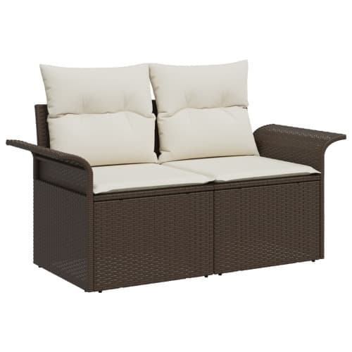 11-delat trädgårdsoffaset med kuddar brun poly rattan, vidaXL 2-sits trädgårdsoffa med förvaring och kuddar brun poly rattan