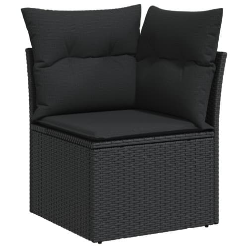 7-delat Trädgårdsoffasett med Kuddar Svart Poly Rattan