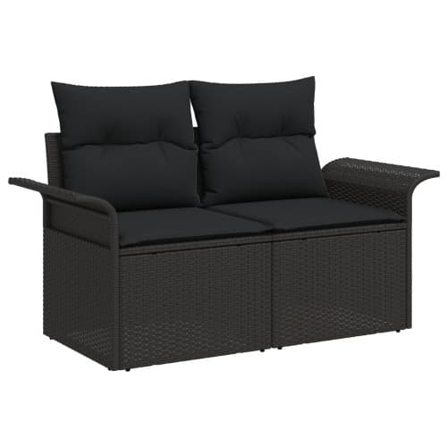 8-delars trädgårdsoffas med kuddar svart poly-rattan, vidaXL 2-sits trädgårdsoffa med förvaring och kuddar svart poly-rattan