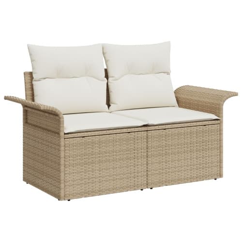 11-delars trädgårdsoffaset med kuddar Beige Poly Rattan