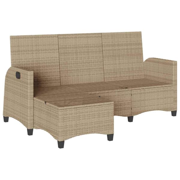 Fällbar trädgårdssoffa med dynor L-formad beige konstrotting