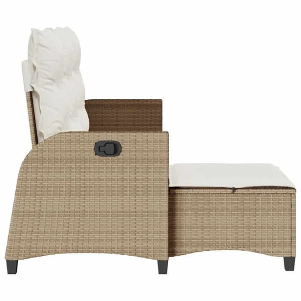 Fällbar trädgårdssoffa med dynor L-formad beige konstrotting