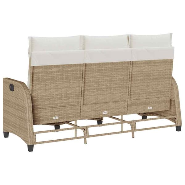 Fällbar trädgårdssoffa med dynor L-formad beige konstrotting