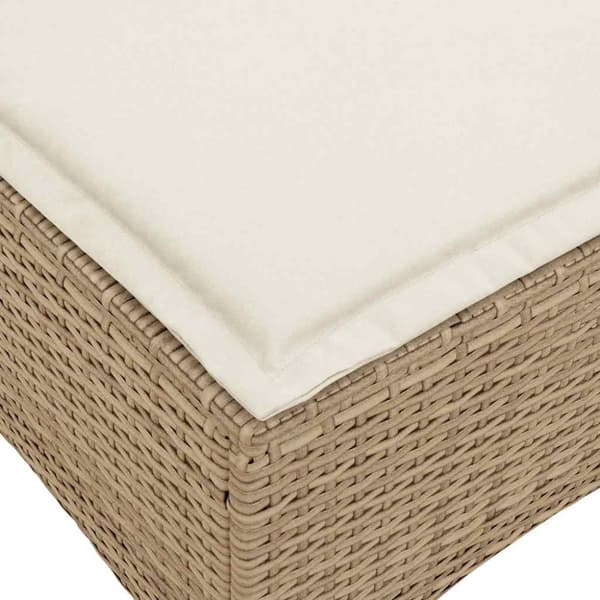 Fällbar trädgårdssoffa med dynor L-formad beige konstrotting
