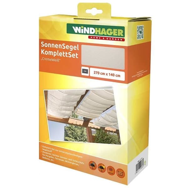 Solskydd - WINDHAGER - Mjuk kabelpresenning - Kräm - 270 x 140 cm
