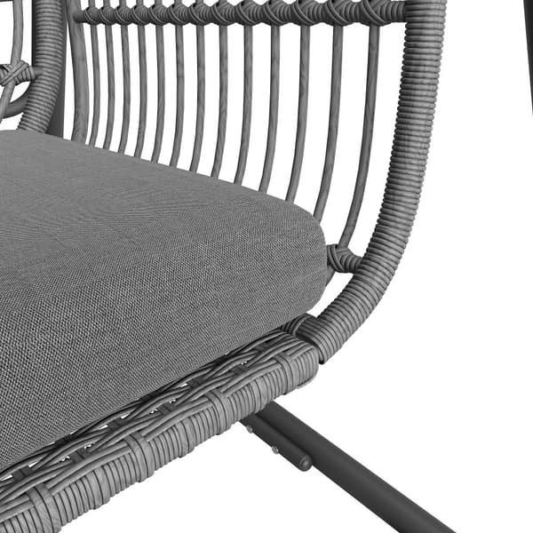 Havegyngesofa – Hollywood-gynge med ryglæn, 2-personers PE-rattan udendørs sofa med mørkegråt stel og hynder