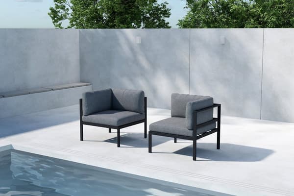 FURNLUX UTESOFFA COPACABANA GRÅ & SVART 74CM