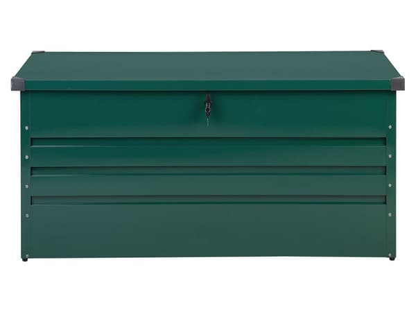Ulkosäilytyslaatikko tummanvihreä teräs 132 x 62 x 64 cm lukittava 400 L vedenpitävä moderni tyyli