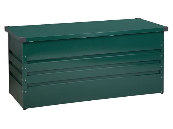 Ulkosäilytyslaatikko tummanvihreä teräs 132 x 62 x 64 cm lukittava 400 L vedenpitävä moderni tyyli