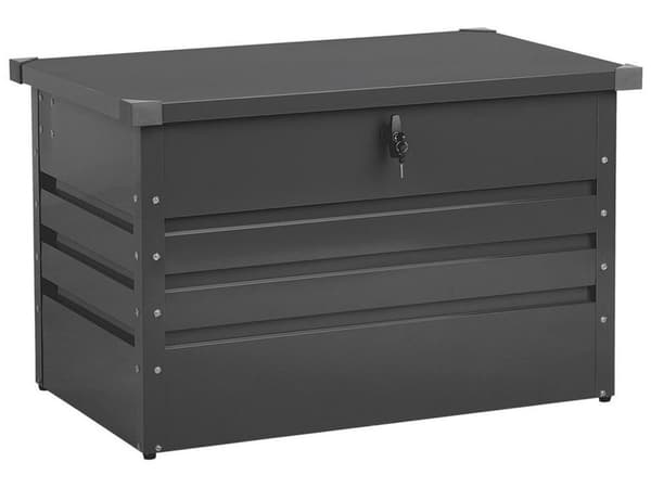 Ulkosäilytyslaatikko grafiitinharmaa teräs 100 x 62 x 64 cm lukittava 300 L vedenpitävä moderni tyyli