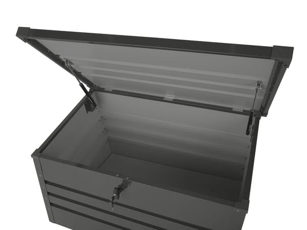 Ulkosäilytyslaatikko grafiitinharmaa teräs 100 x 62 x 64 cm lukittava 300 L vedenpitävä moderni tyyli