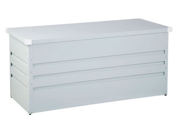 Ulkosäilytyslaatikko vaaleanharmaa teräs 132 x 62 x 64 cm lukittava 400 L vedenpitävä moderni tyyli