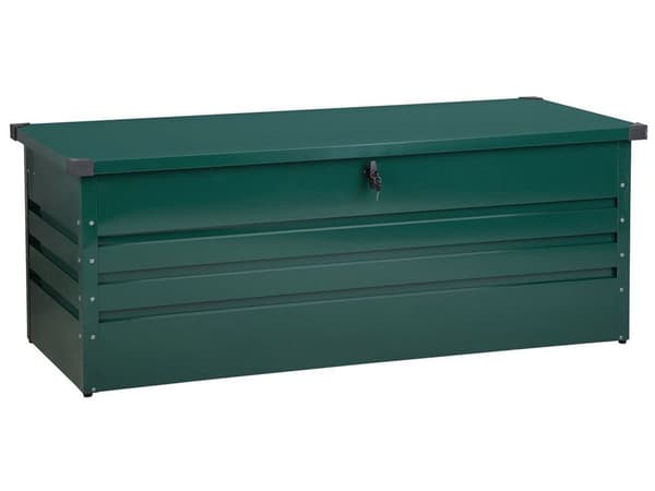 Ulkosäilytyslaatikko tummanvihreä teräs 165 x 70 x 67 cm lukittava 600 L vedenpitävä moderni tyyli