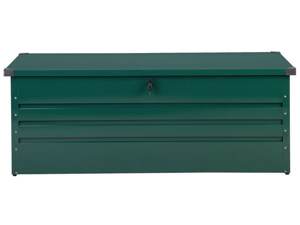 Ulkosäilytyslaatikko tummanvihreä teräs 165 x 70 x 67 cm lukittava 600 L vedenpitävä moderni tyyli
